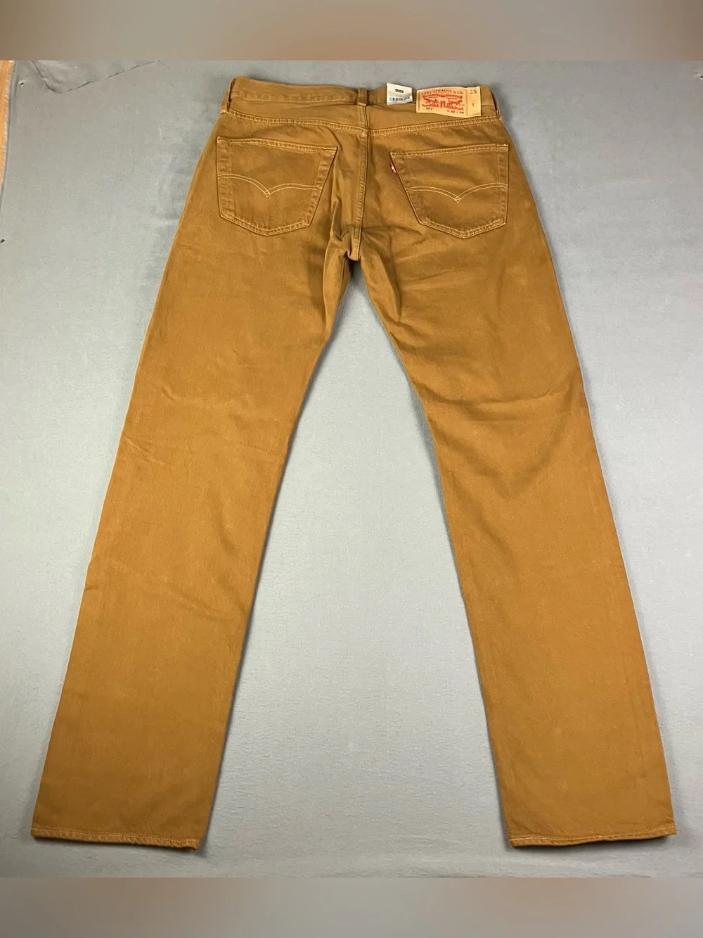 Levis 501 Original Jeans Men’s Size 32x34 Mustard Brown Button Fly NWT!
